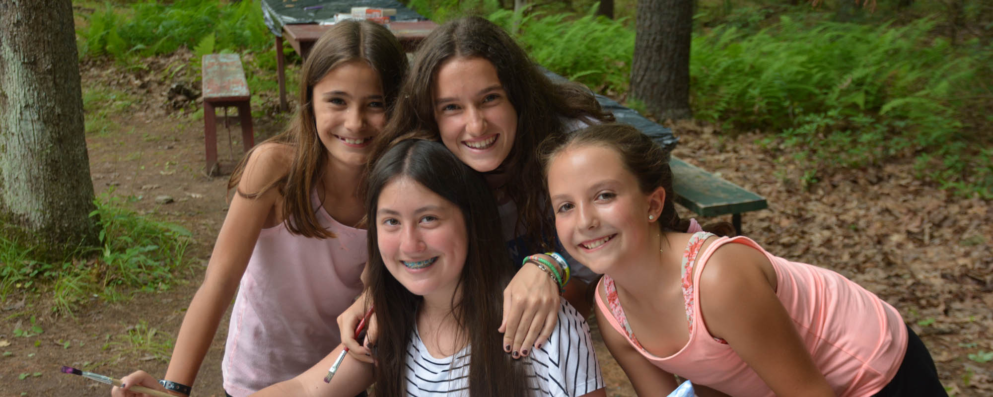 Campers enjoying arts and crafts