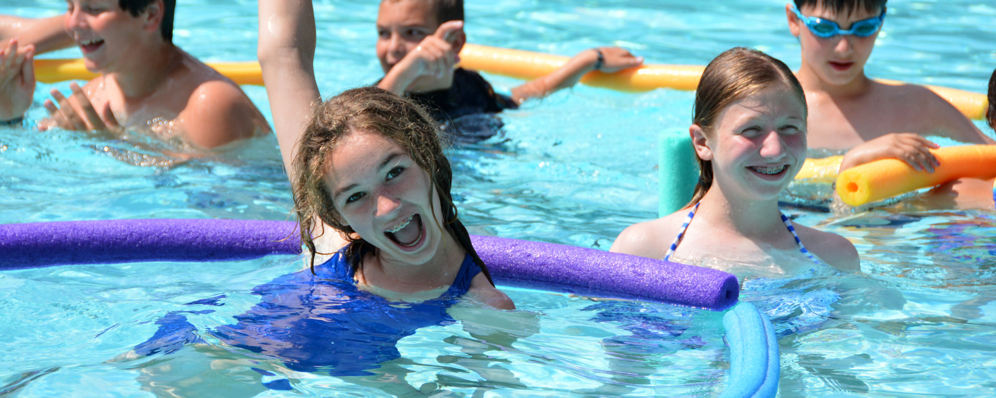 Campers enjoying Water Aerobics during a typical day at Lake Greeley Camp